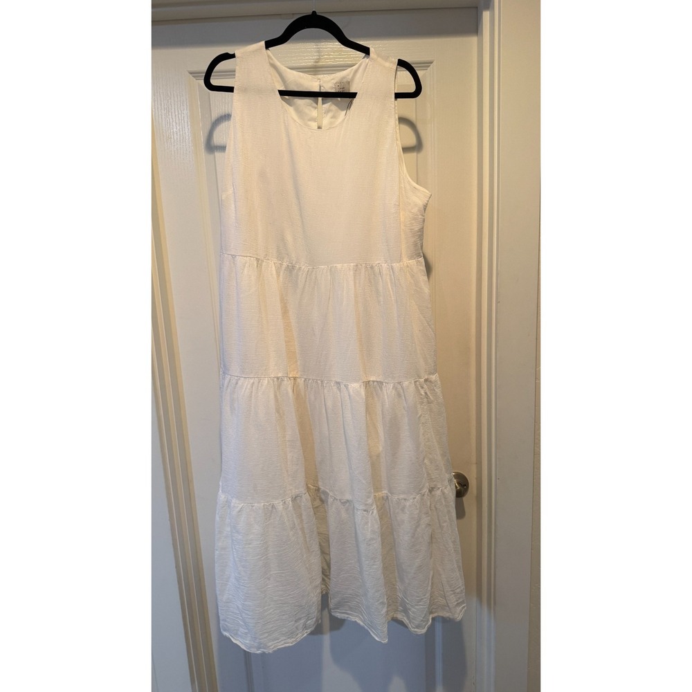 NWT A New Day White Tiered Sleeveless Midi Dress - XXL